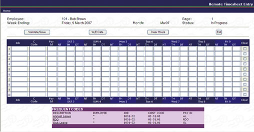 Remote Timesheets, easy to use interface